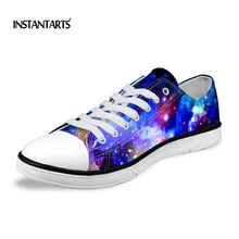 INSTANTARTS/Модная галактика Вселенная Космос, принт звезды, мужская повседневная низкая парусиновая обувь, дышащая мужская Вулканизированная обувь на шнуровке