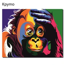 Kpymo живопись по номерам бескаркасные красочные шимпанзе животные Абстрактная живопись Diy Цифровая Современная Настенная картина VA-0141