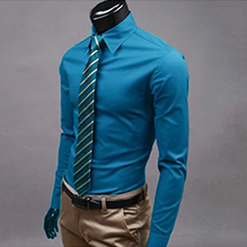 

2019 Fashion Candy Color Men Shirt Long Sleeve Slim Social Business Dress Shirt Casual Cotton Chemise Homme Camisas Masculina