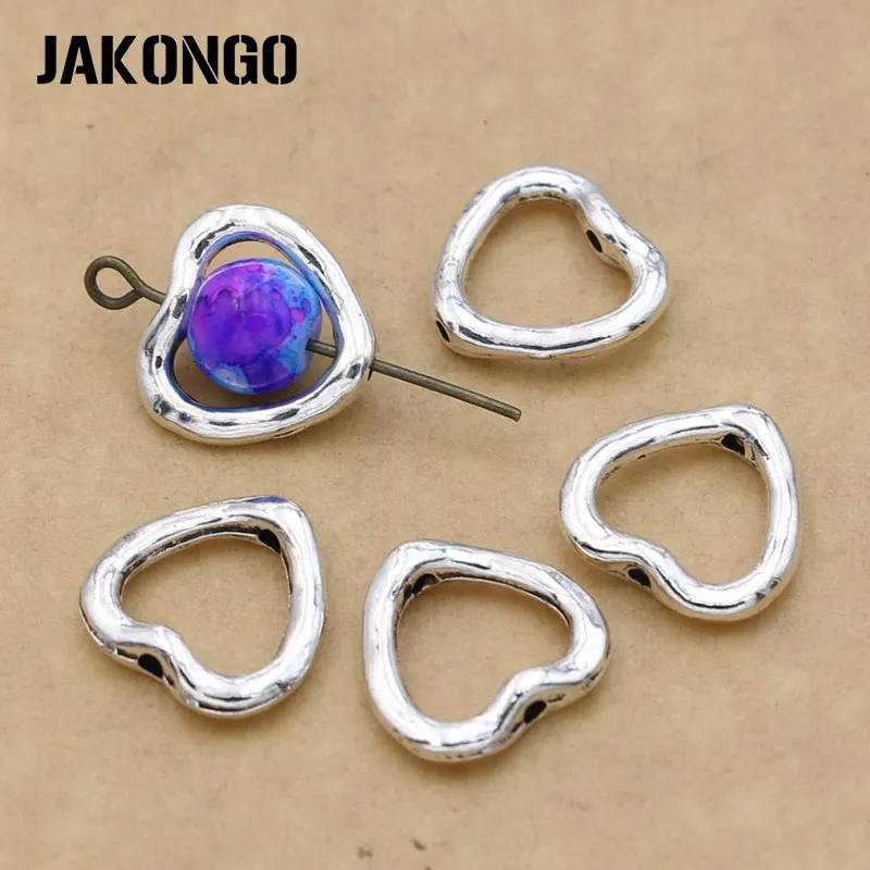 Jakongo Antique Silver Plated Heart Beads Frame Jewelry Findings