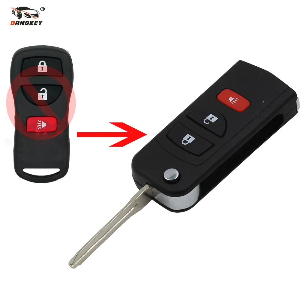

DANDKEY 3 Buttons Remote Key Shell For Nissan Livina X-Trail Gennis Tiida Sylphy Infiniti Xterra Frontier Muranon