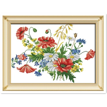 

The Flowers Are In Full Bloom (4) DIY Set Embroidery Cross Set Chinese Counted Cross Stitch Patterns Kit Needlework Home Decor