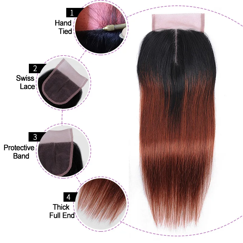 Colored 1B 33 Shiningstar 3 Peruvian Straight Hair Bundles With Closure Ombre Red Brown Human Hair Non Remy Bundles With Closure Colored 1B 33 Shiningstar 3 Peruvian Straight Hair Bundles With Closure Ombre Red Brown Human Hair Non Remy Bundles With Closure