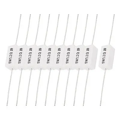 

10 Pcs 5% Tolerance 1.2 Ohm 5 Watt Axial Lead Ceramic Cement Resistor White