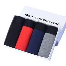 4 шт./партия, мужское нижнее белье, боксеры, хлопок, мужские шорты, дышащие, одноцветные, эластичные шорты, боксеры, трусы, США, большие размеры, calzoncillos
