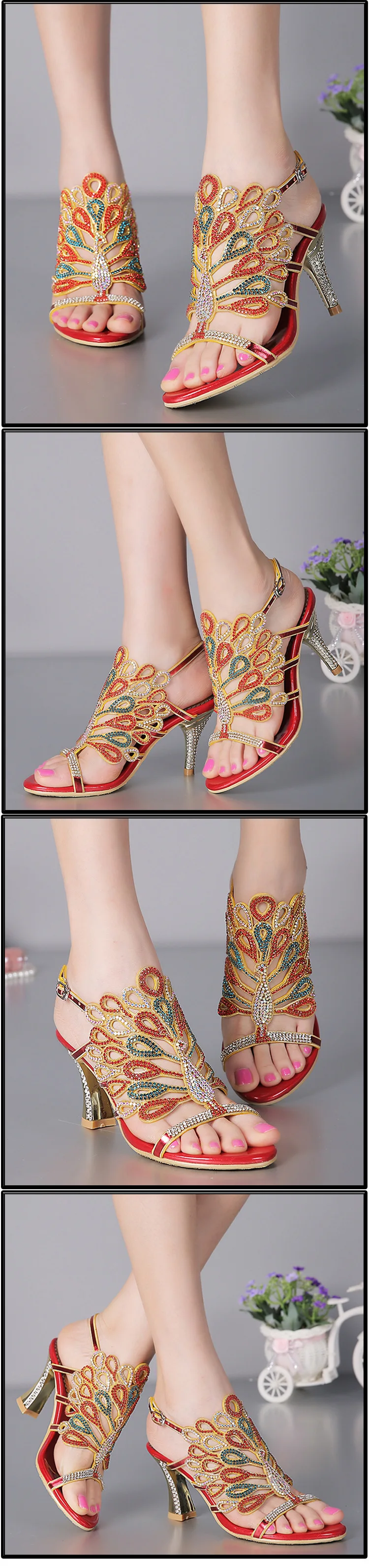 G-sparrow 2018 New Women Genuine Leather Fashion Stiletto High Heel Shoes Sexy Rhinestone Wedding Evening Sandals Big Size 116