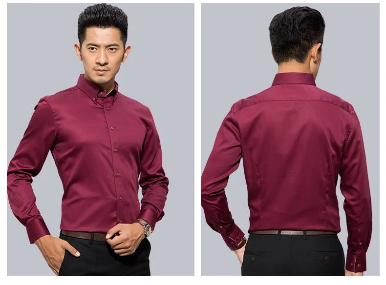 Мужские рубашки с длинным рукавом Хлопок Non-iron Shirt Для мужчин одноцветное Цвет тонкий Корейская версия тренда красивый Мужская Мода 46546