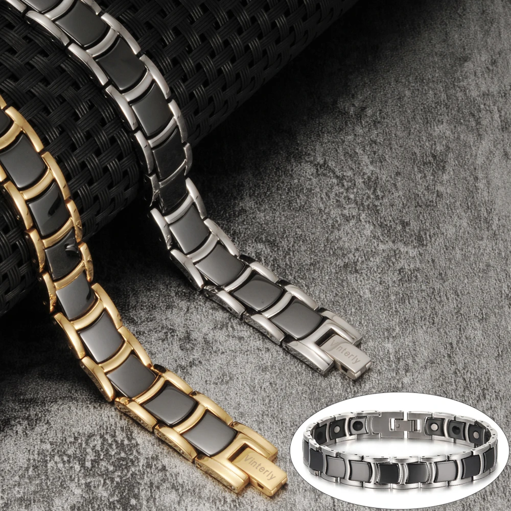 Vinterly запястье магнитный браслет Для мужчин Нержавеющая сталь черный Ceramice браслет Femme унисекс германия браслет для Для мужчин