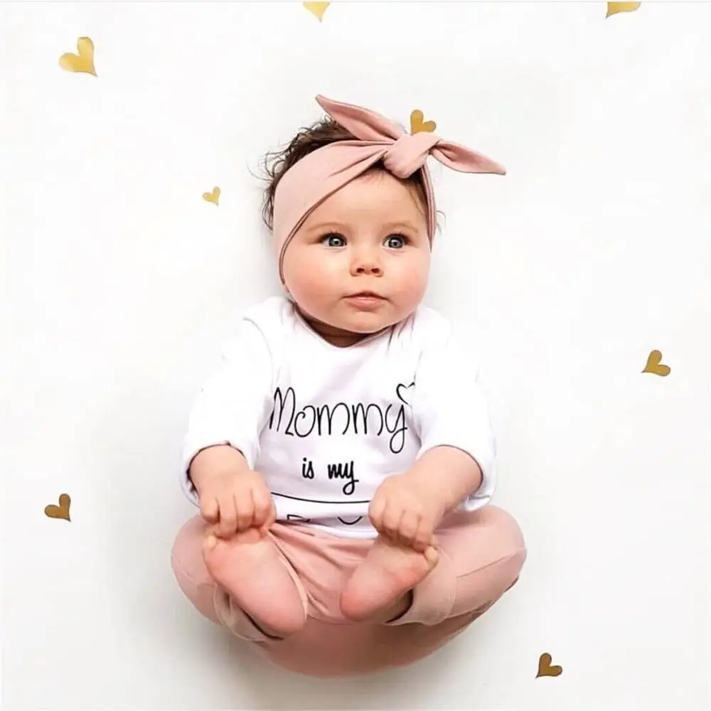 Neugeborene Baby Mädchen Kleidung Sommer Outfit Set Kurzarm Shirt Hose Stirnband 