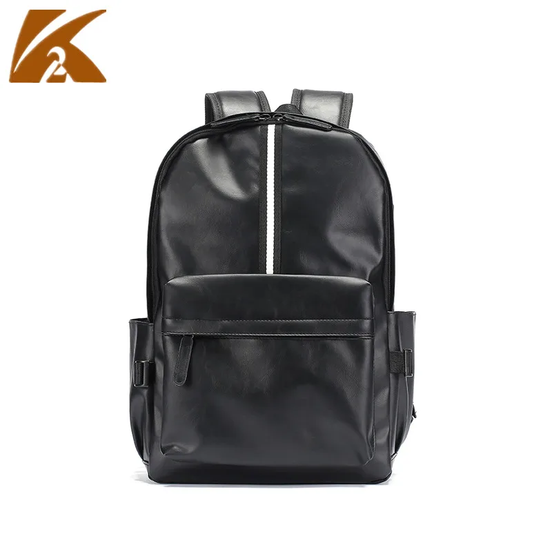 KVKY 2017 Black Leather Backpack Men Fashion Backpacks School Bags for College Simple Laptop Bag Man Casual Daypack Mochlia Male