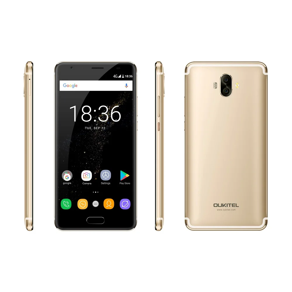 OUKITEL K8000 Android 7,0 de 5,5 mobile Phone Octa Core 4 GB 64 GB 8000 mAh 13.0MP + 16.0MP cámaras traseras teléfono Celular frente Touch ID desbloquear