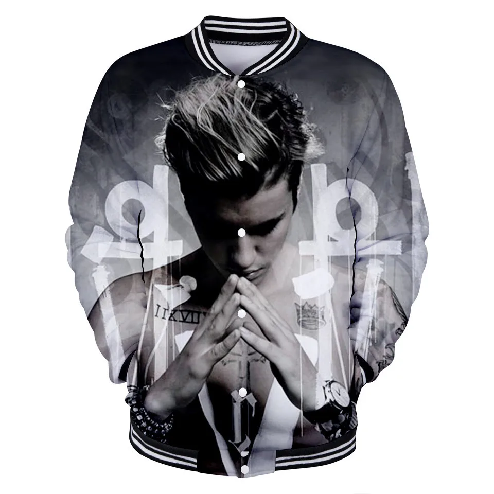 Justin Bieber 3D Print Jacket Coat Autumn Winter New Men Jackets Kpop Fashion hip hop Sweatshirt Streetwear Hoodies Plus Size
