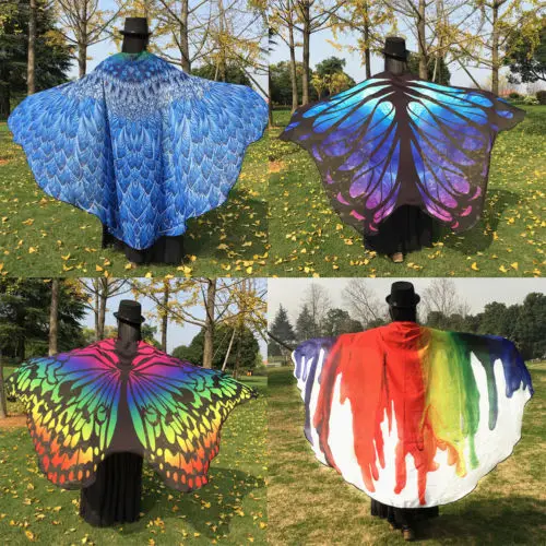

Women's Butterfly Wing Shawl Stole Scarf Wrap Cloak Costume Party Colorful Scarves Apparel Accessories