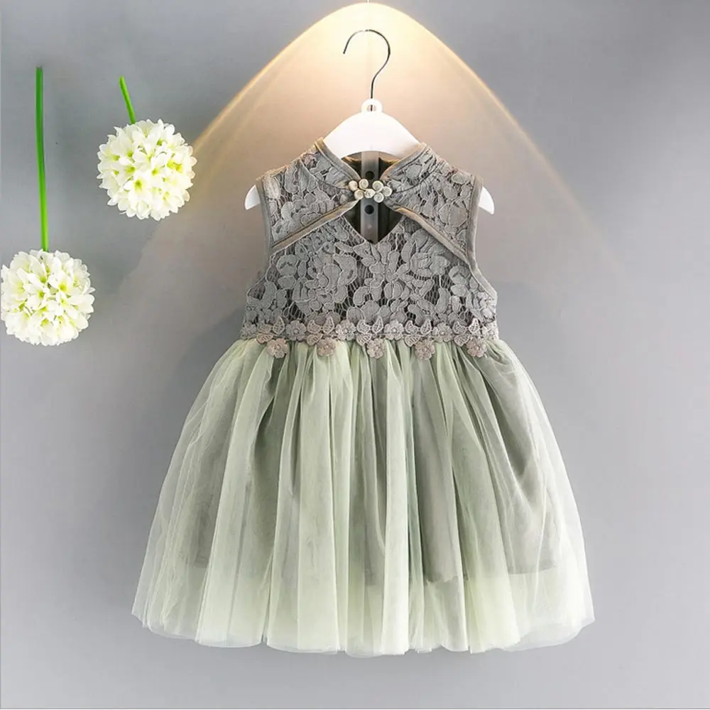 

Children Kids Clothes Girls Dresses For Party Wedding Fashion Children's Clothing Cheongsam Lace Princess Dress Ball Gown