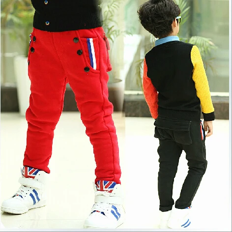 

2018 winter children's clothes boys causal pants striped side thicken fleece baby boy harem pants for boys kids long trousers