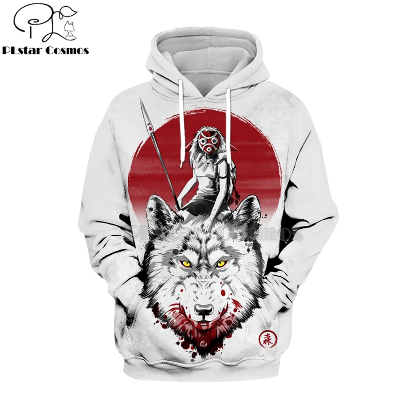2019 Princess Mononoke 3d hoodies/sweatshirts Wolfs Blood&Swordsman Japanese Anime Fashion Novelty Style long seleeve Tops-1 2019 Princess Mononoke 3d hoodies/sweatshirts Wolfs Blood&Swordsman Japanese Anime Fashion Novelty Style long seleeve Tops-1