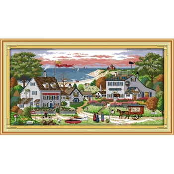 

Comfortable bay town Scenery Counted Cross Stitch 11CT 14CT Cross Stitch Sets Wholesale Cross-stitch Kits Embroidery Needlework