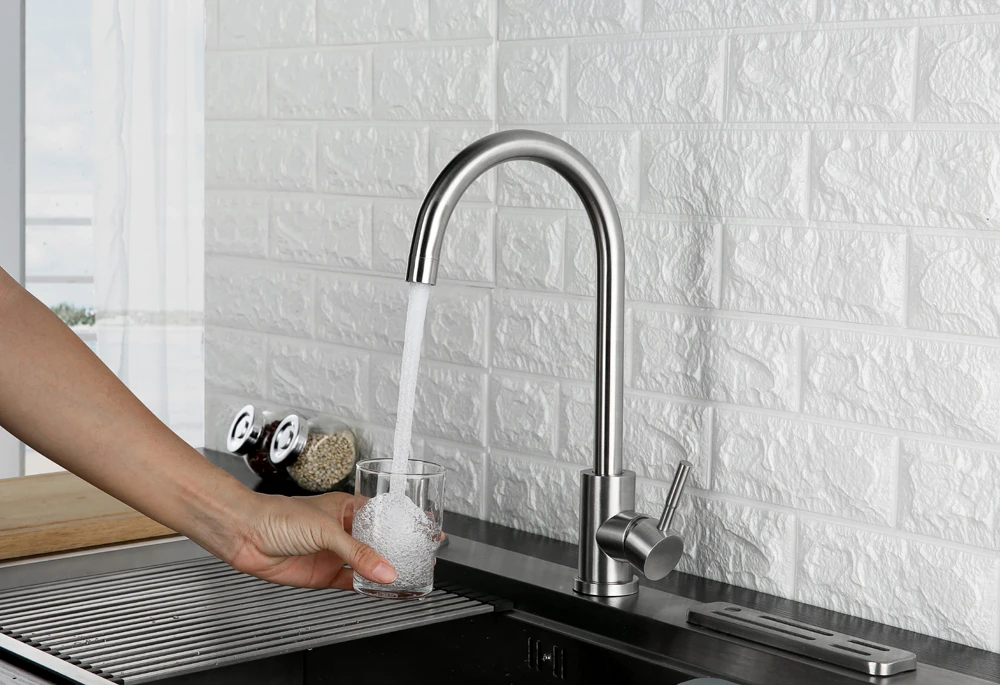 hm 360 Degree Cold and Hot Kitchen Tap Single Hole Water Tap SUS304 Stainless Steel Kitchen Faucets (10)