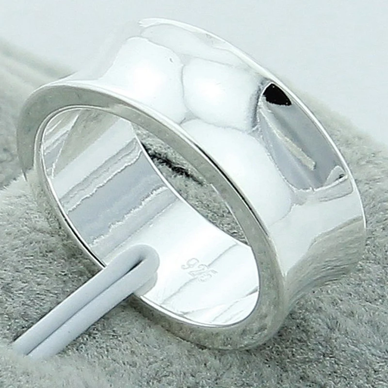 

925 Silver Simple Fashion Round Circle Finger Rings For Women Men Wedding Engagement Jewelry Size 5 6 7 8 9 10