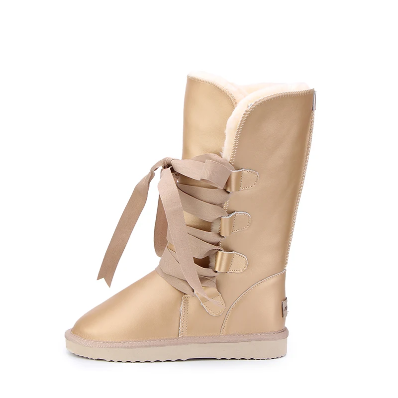 chestnut Zurriago De Genuino Impermeable Piel Del Invierno Mujer Australia chocolate sand Botas Mujeres Nieve Classic Black gray purple Largas Cuero PY078qZw