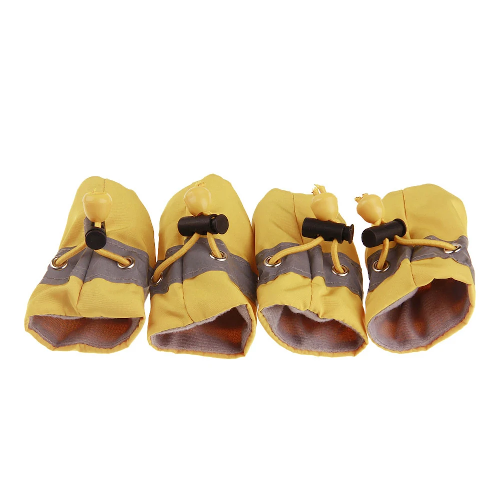 Горячая распродажа! 4 шт. обувь толстые носки для собак водонепроницаемые нескользящие зимние теплые непромокаемые сапоги кроссовки для щенков защитная обувь для домашних животных Pet Sup - Цвет: Цвет: желтый