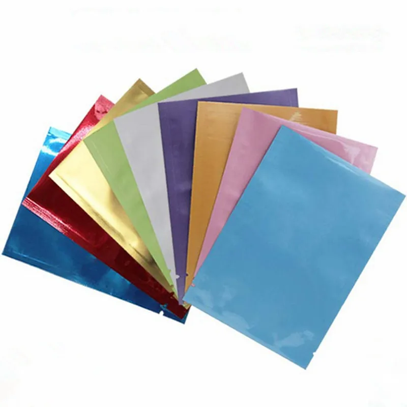 

Wholesale 100pcs/lot Matte Glossy Flat Open Top Color Aluminum Foil Bag Vacuum Heat Seal Packaging Pouch Mylar Color Foil Bags
