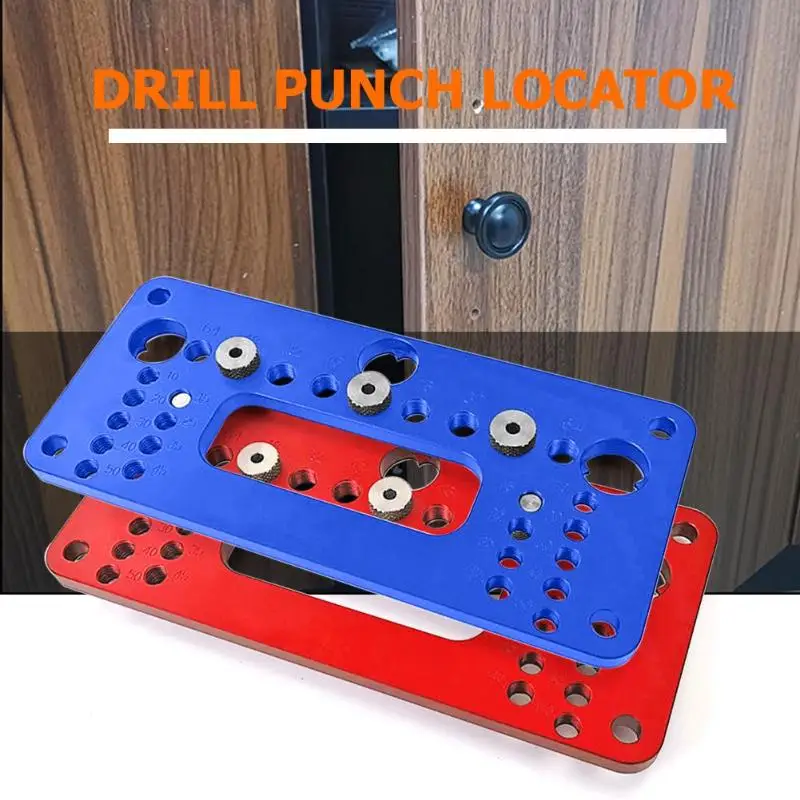 

Hole Tenon Punching Locator Dowelling Jig for Furniture Plate Punch Woodworking Drill Guide Kit Locator Aluminium Alloy