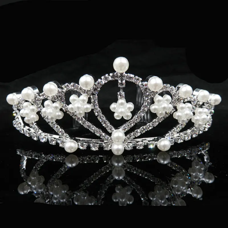 Big Princess Tiara Red Crown Crystal Rhinestone Wedding Accessories Pearl Headband Bridal Hair Headdress Girl Hair Jewelry