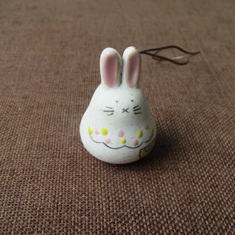 Милый мини-Кролик Керамический колокольчик кулон украшения Дети День рождения Рождественский подарок Цзиндэчжэнь керамические украшения