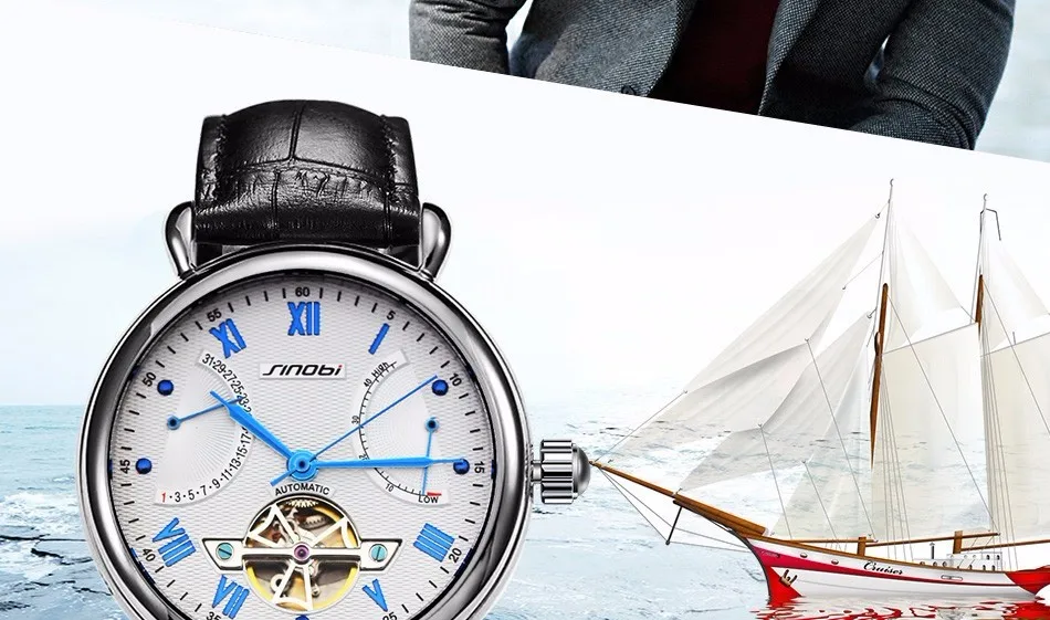 Скелет Для мужчин самостоятельно ветер кожаный механические часы Для мужчин S Часы Топ бренд роскошных мужских часов Relogio automatico masculino