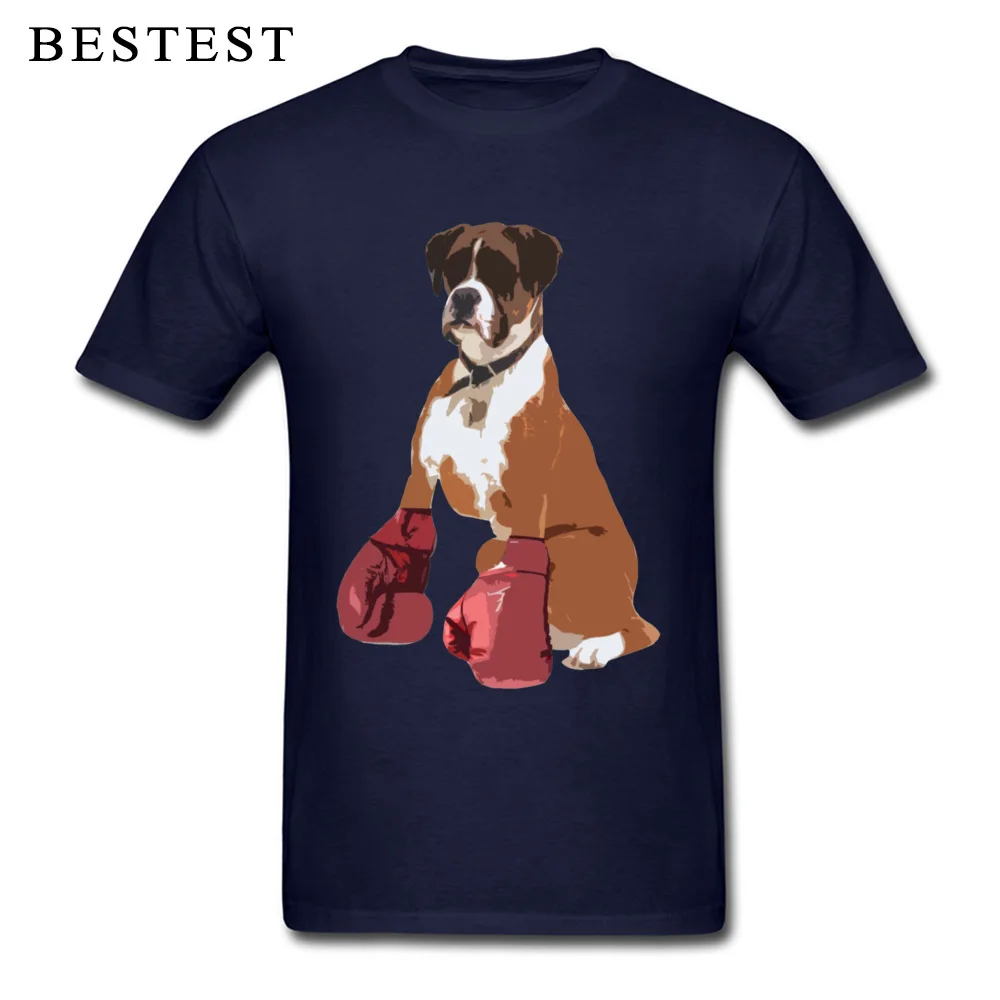 Boxer Dog 16330 100% Cotton T-Shirt for Men Short Sleeve Comics Tees Cute Summer Crew Neck Tee Shirts Funny Wholesale Boxer Dog 16330 navy