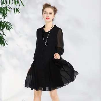 

New2018 Spring women elegant chiffon dress Plus Size waist belt flare sleeves cultivating dress female casual vestidos S-XXXXXL