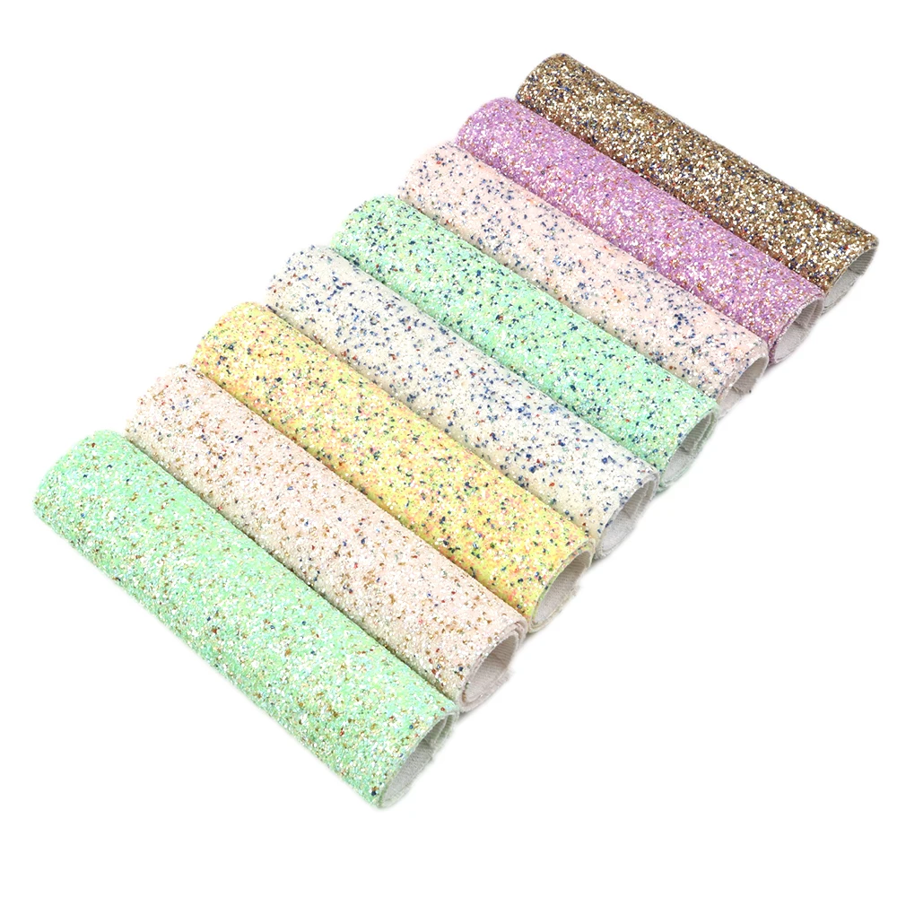 

david angie 20*34cm Chunky Glitter Fabric Shiny Sequin DIY Bow Bag Accessories Faux Synthetic Leather Fabric Material,1Yc7249