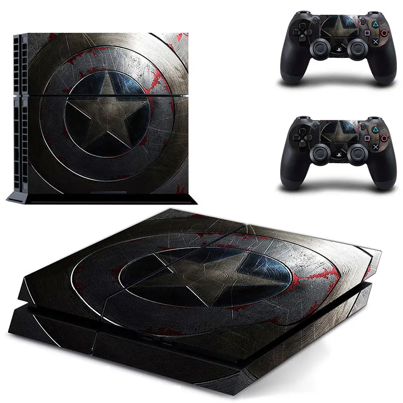 

PS4 Console Designer Protective Vinyl Decal Covers for Sony PlayStation 4 and Controller Skins Stickers -Captain America Shield