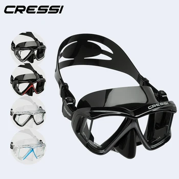 Cressi Diving Swimming Mask Snorkeling Set Scuba Snorkel Silicone Skirt Four-Lens Panoramic for Adults Pano4 Dry 5