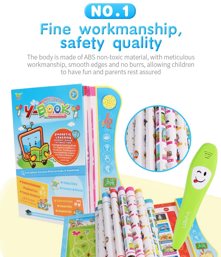 Livro de Aprendizagem com Lógica Educativos para Crianças Multi-função Inglês Eletrônico Leitura Inteligente Caneta Pai-criança Interação Brinquedos Mod. 268943 5 Toys & Sports