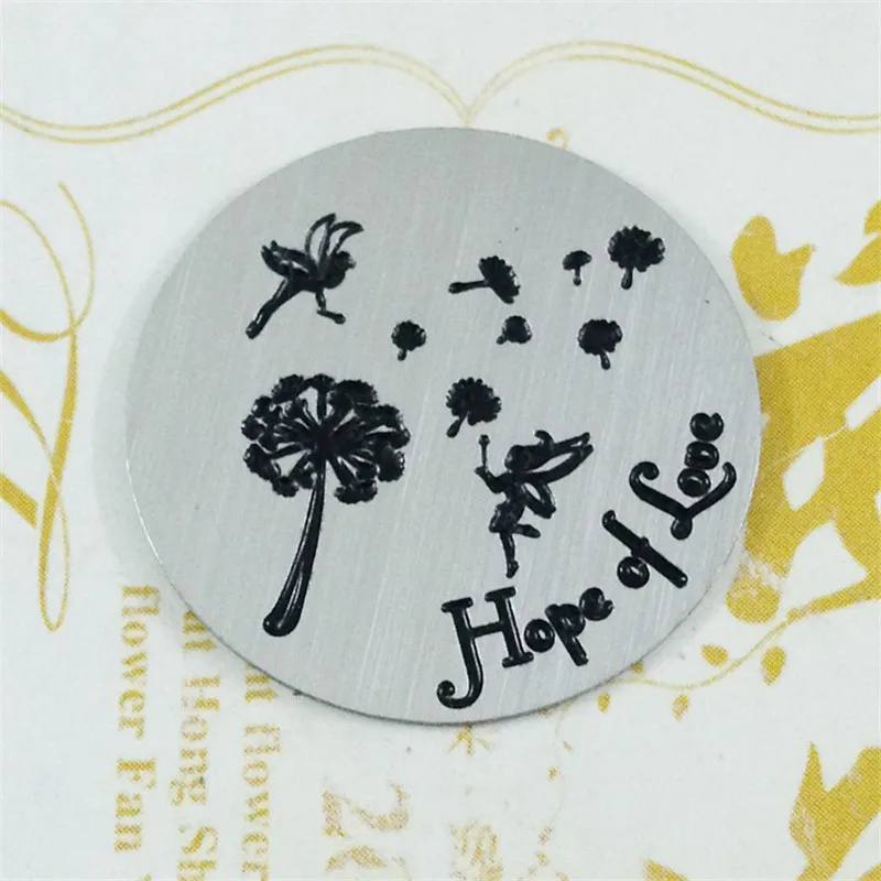 22mm Angel blow the dandelion silver color Floating locket plates fit