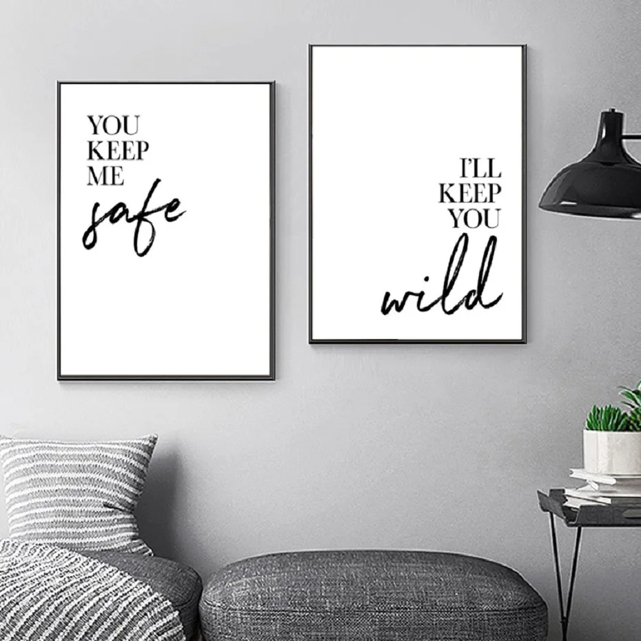 Bedroom Printables You Keep Me Safe I'll Keep You Wild (Set of 2) Couple Bedroom Canvas Print Bedroom Wall Art Bedroom Decor