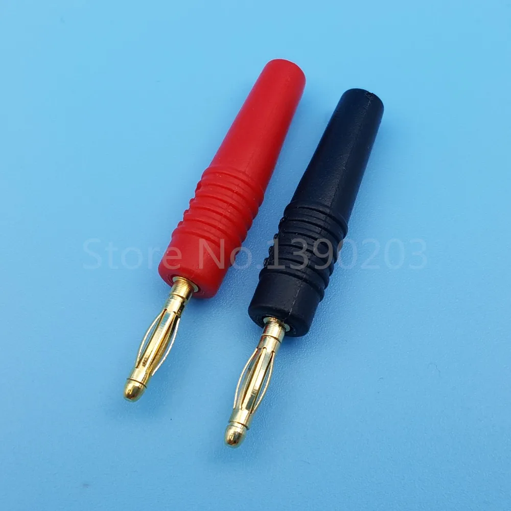 10Pcs 2mm Red and Black Gold Plate Wire Solder Type Male Banana Plug ...