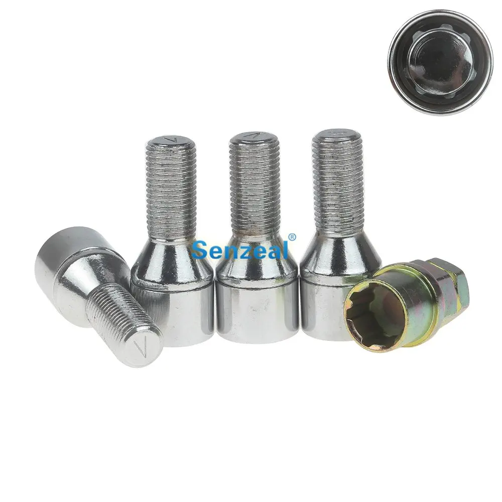 4 Pieces Alloy Steel Anti theft Wheel Screw Bolts with Key For BMW Benz