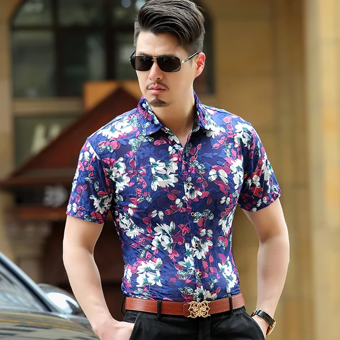 Mens Floral Pattern Shirt / Men's Floral Pattern White Pocket T-Shirt ...