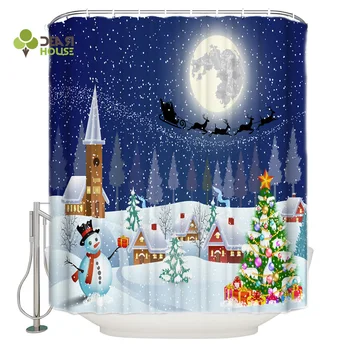 

DEARHOUSE Shower Curtain Merry Christams Snow Winter Shower Curtain Bathroom Curtain Home Decoration