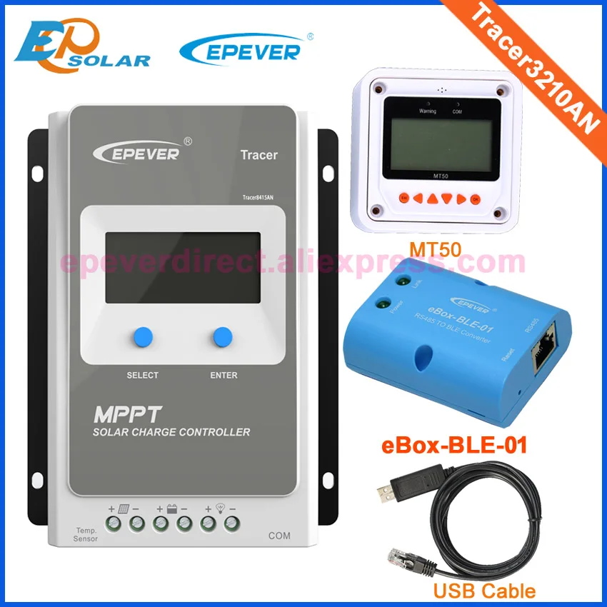 

TNT&Fedex shipping,Tracer3210AN+BLE Andorid system apply USB cable and MT50 Solar panels 30A 12V 24V 30amps controller regulator