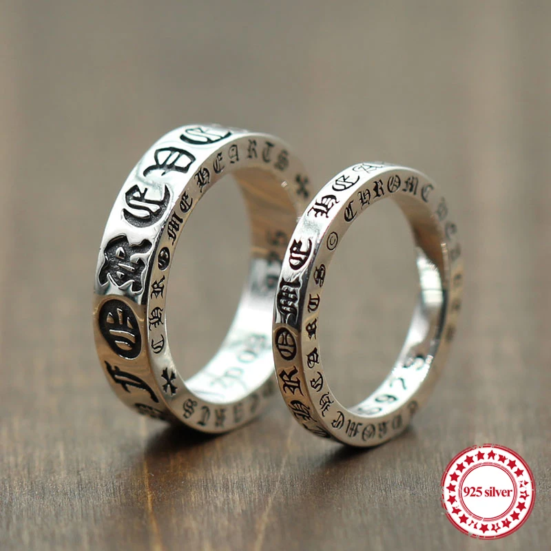

925 sterling silver ring jewelry to create personalized Forever Couple ring Thai silver retro old unique style to send a gift