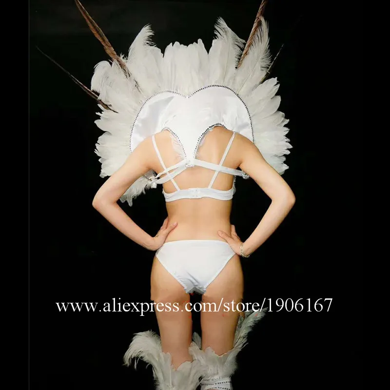 Female singer plays Dj Ds catwalk gogo bikini feather stage costume0