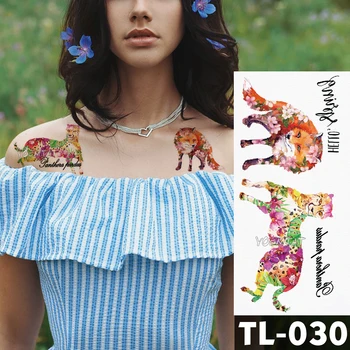 

waterproof temporary tattoos Sticker Summer Style intimate Watercolor translated tattoos Fox leopard Tattoo Stickers Body Art