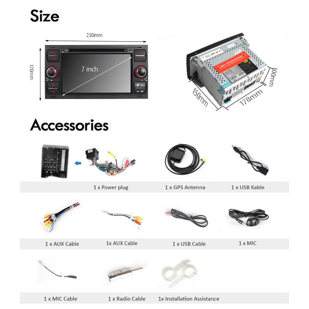 Excellent A-Sure 7" Car Radio Player GPS for Ford Transit Focus Galaxy S-Max C-Max Fusion Fiesta FM/AM RDS SWC Bluetooth CD DVD USB 3G  BT 4