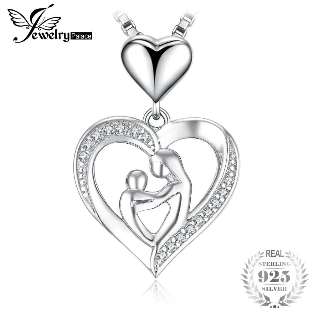 

JewelryPalace Mother Love Heart Cubic Zirconia Pendant 925 Sterling Silver for women not Include A Chain