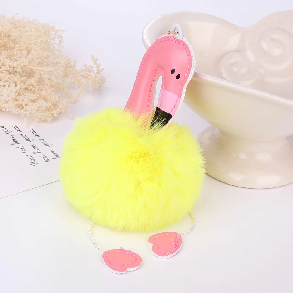 Пушистый брелок для ключей плюшевый брелок в виде фламинго кольцо подвесное украшение(желтый