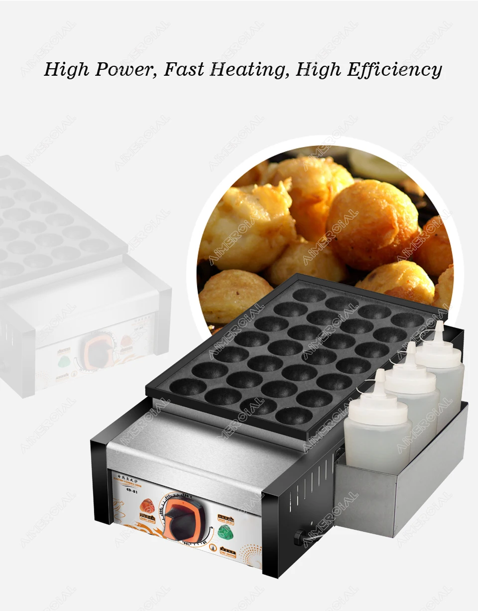 ED81/82/83 Electric Fishball Oven Takoyaki Machine Fish Pellet Grill Snack Equipment Machinery Stainless Steel